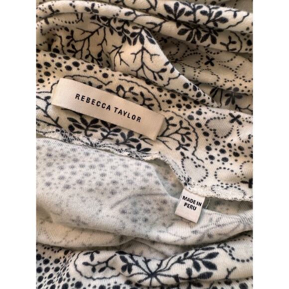 NEW REBECCA TAYLOR White Forget Me Not Fleur Ruched Turtleneck T-Shirt Size XL - Picture 6 of 7